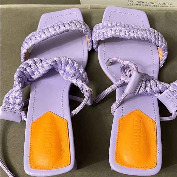 SCHUTZ Lavender Braided Strap Heels - Picture 3 of 11